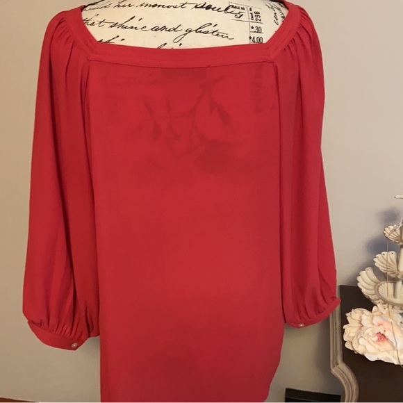 LOFT square neck, coral popover top - Picture 3 of 4